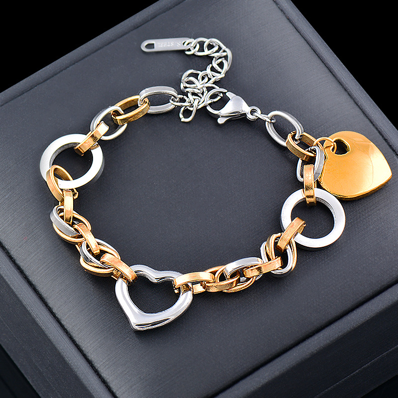 Fashion Heart Shape Titanium Steel Plating Bracelets 1 Piece