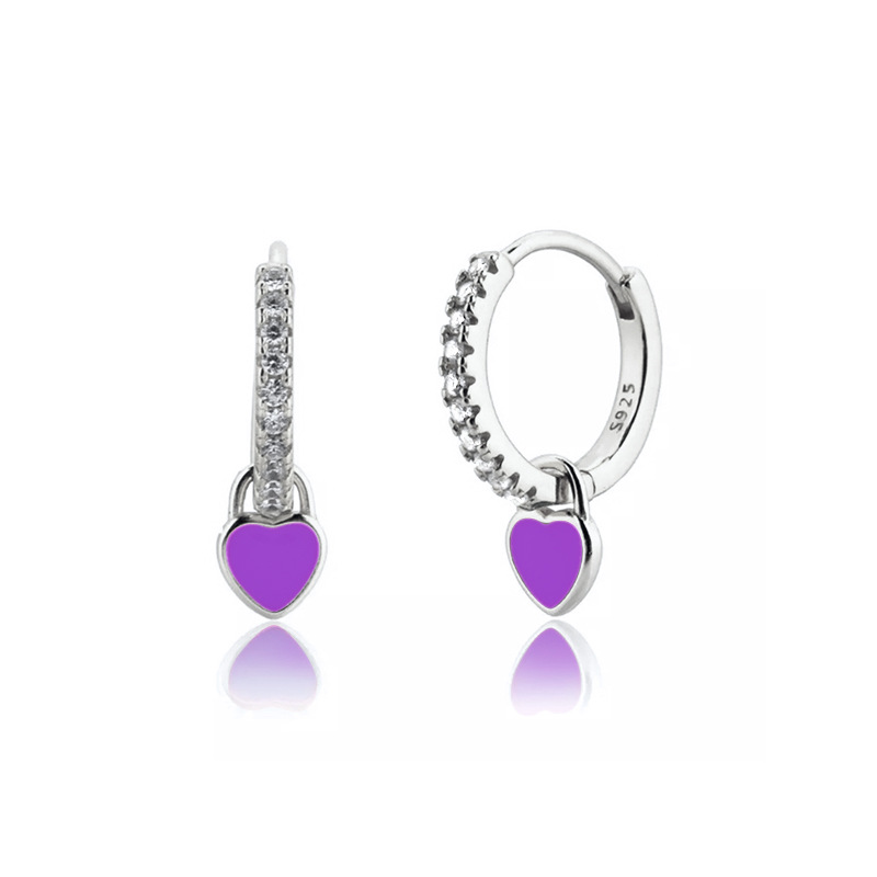 Européenne Et Américaine Sterling Argent Aiguille Simple Multi-couleur Coeur Oreille Géométrique Anneau Celi Français Clip Oreille Argent Boucles D'oreilles Femelle De Mode Best-seller display picture 5