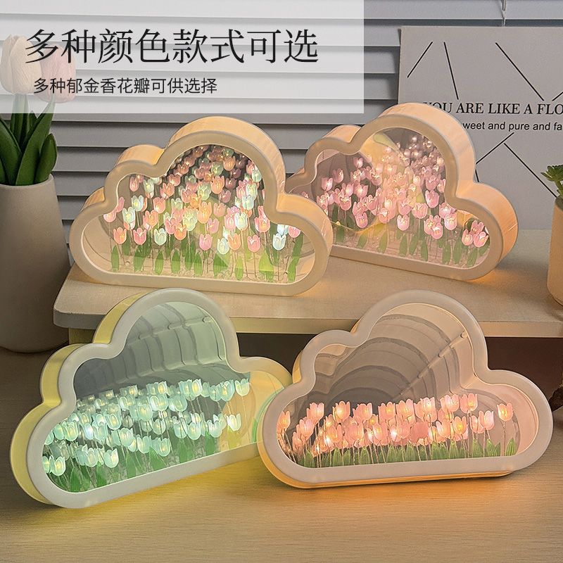 Tulipanos creativos flores mar lámpara de noche hecha a mano DIY decoración de escritorio lámpara de cabecera atmósfera lámpara decoración regalos creativos