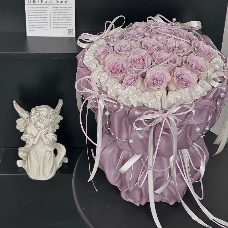 网红韩风小香风花束定型片神器彩色圆形鲜花一体定型片花艺包装材