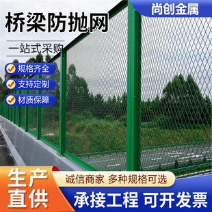 Bridge Anti-Throw Net, Viaduct Anti-Falling Steel Plate Guardrail Net, Diamond-Shaped Hole Plastic-Coated Protective Net on Both Sides of the Viaduct