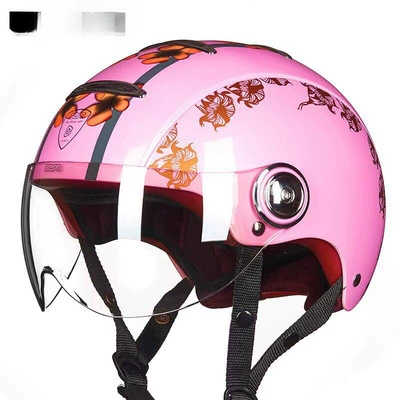 Electric Vehicles and Motorcycles, 3C Certified, Motosiklet dəbilqələri - s-bright-metallic-pinkgolden-morning-glory-b105