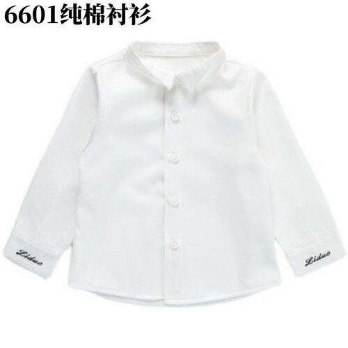 Children's shirts for autumn and winter, long-sleeved shirts for trendy kids, small white shirts for little boys.