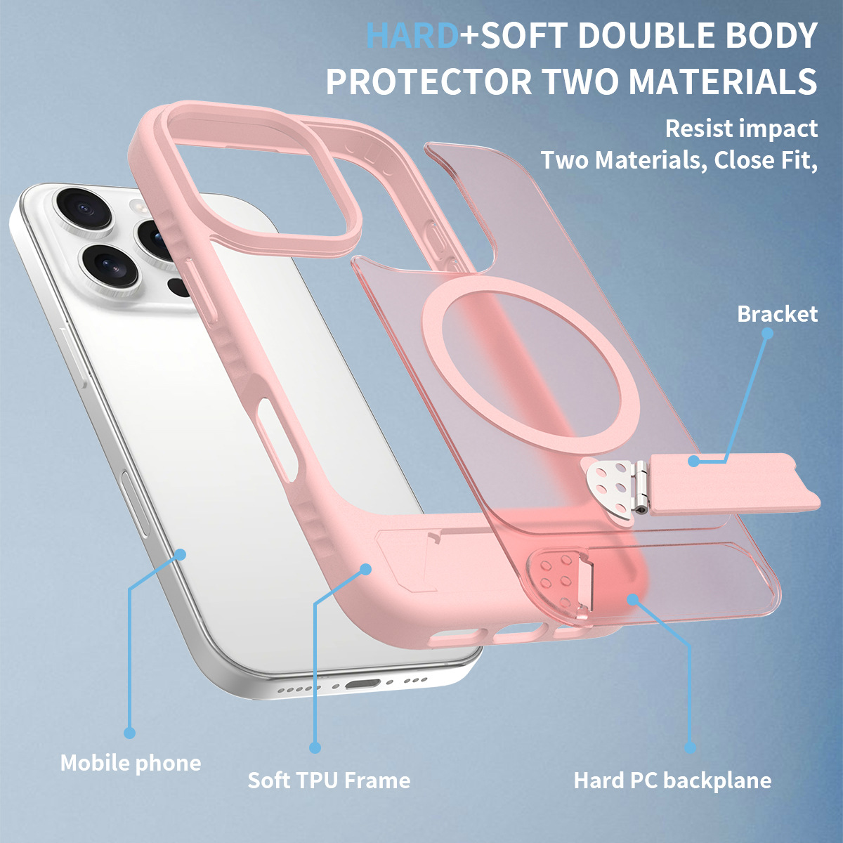 Nuevo tipo de iPhone 16E en forma de soporte de piel 2 - en - 1 a prueba de caídas Apple 16PRO cubierta de succión