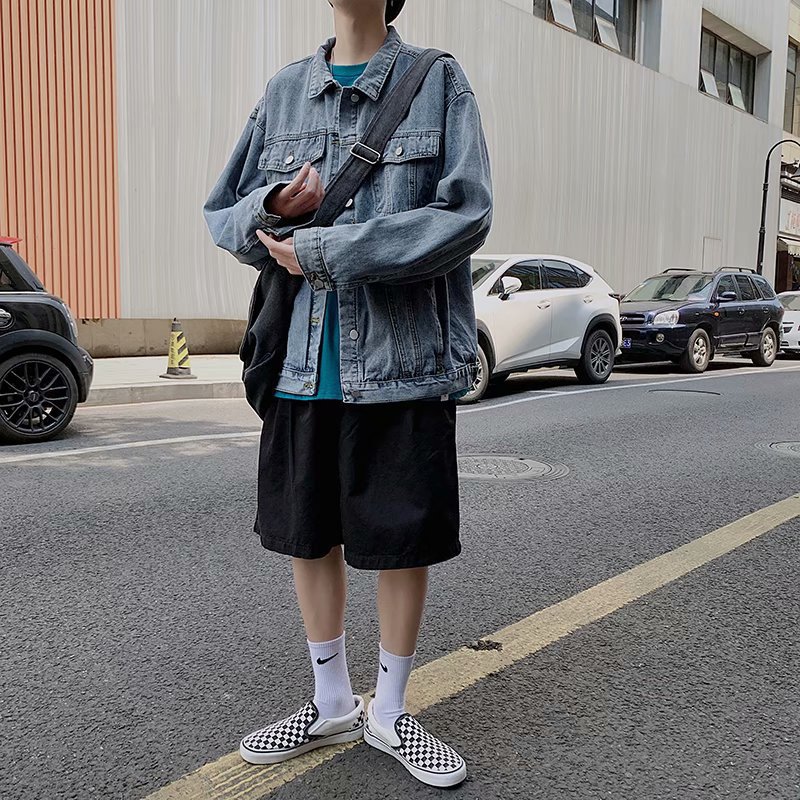 Hong Kong estilo chaqueta de vaquero tendencia masculina 2025 nueva moda versátil chaqueta de alta calle chaqueta masculina chaqueta de otoño suelta chaqueta