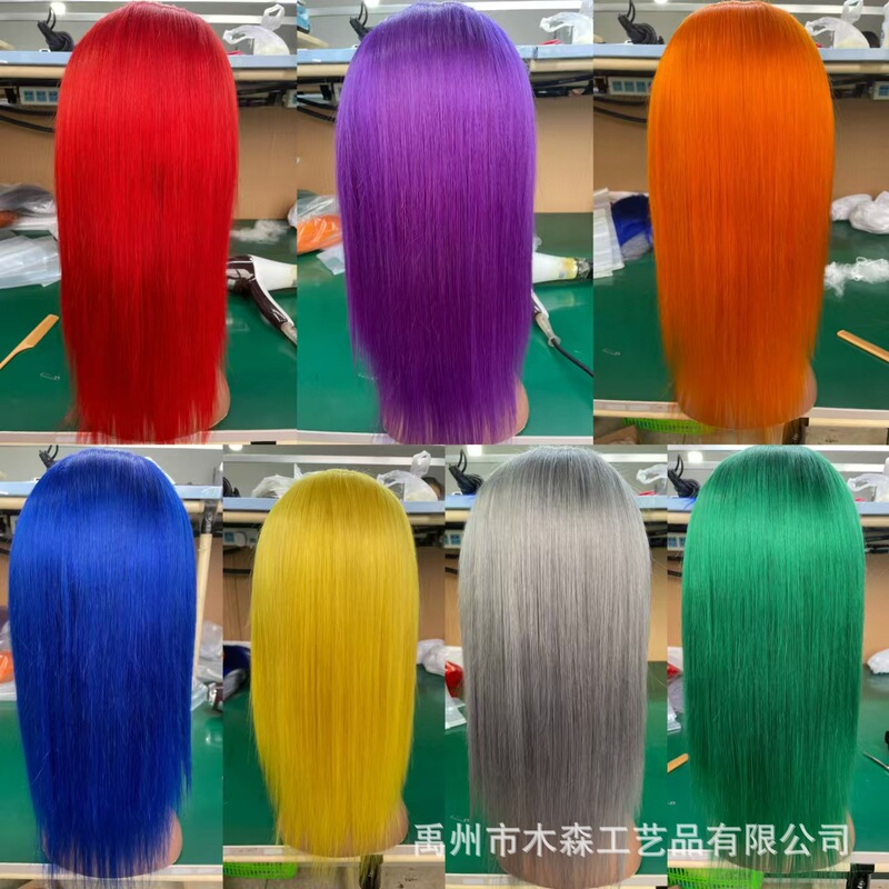 Front Lace Human Wig, Colorfuled Wig, Bob Head, Long, Short, Straight Hair, Full Headgear, Can Be Made in Any Colorful Front Lace Human Wig, Colorfuled Wig, Bob Head, Long, Short, Straight Hair, Full Headgear, Can Be Made in Any Colorful