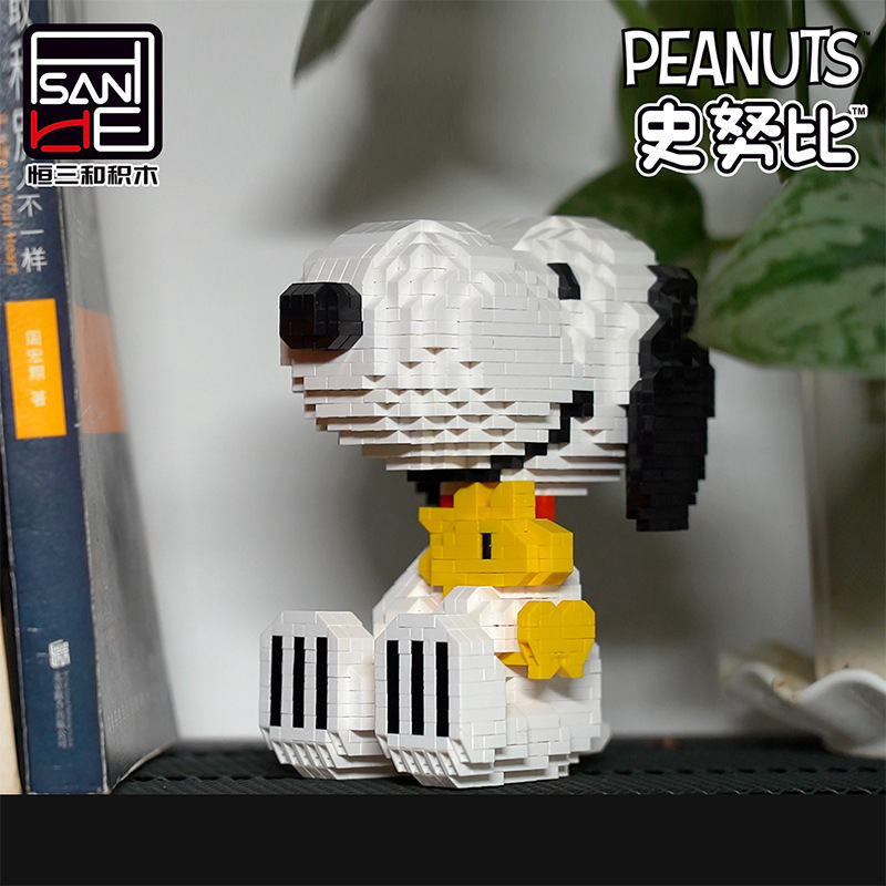Hengsanhe pequeños bloques de construcción micro bloques de construcción de partículas S050-S055 snoopy serie de anime de dibujos animados de una sola pieza de entrega