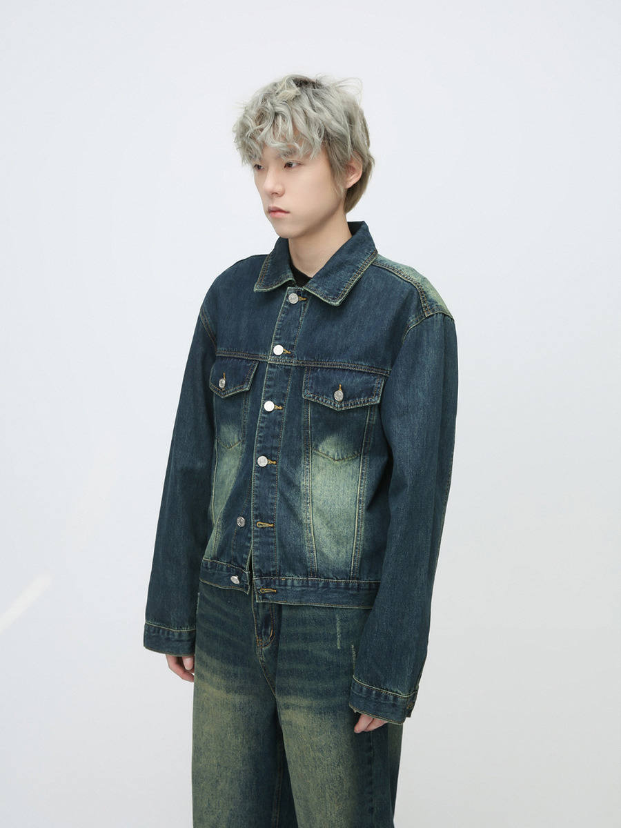 Mtlclothes ropa de Hombre | 2023 nuevo vintage apenado Denim coat moda jeans rectos traje