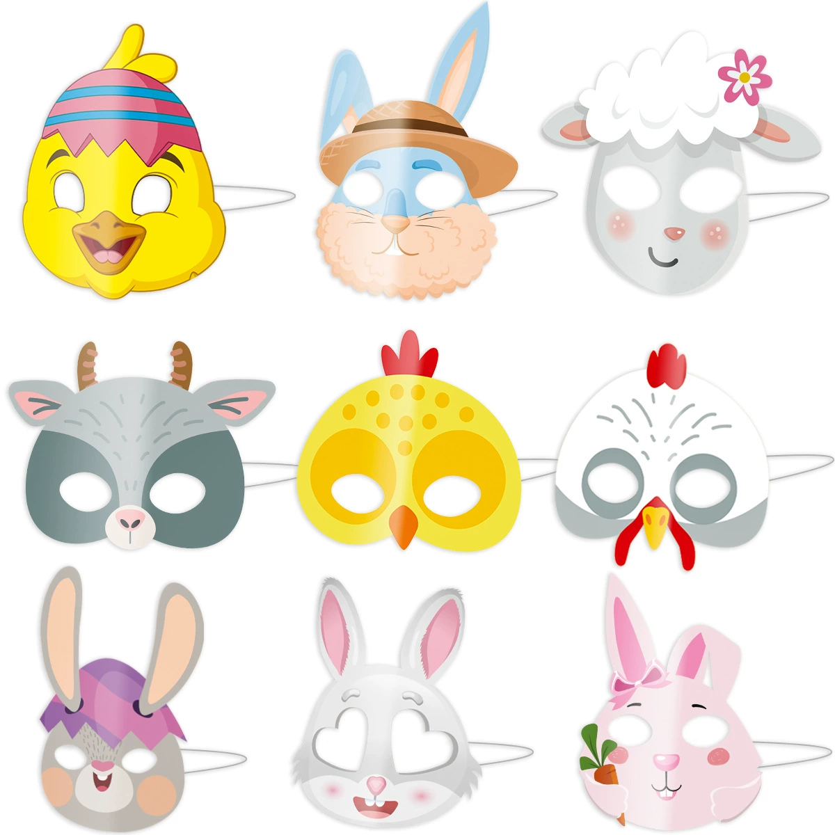 Пасхальная тема Resurrection Paper Mask бумажная маска cartoon животные кролик цыплёнок овца праздник украшение маска оптом