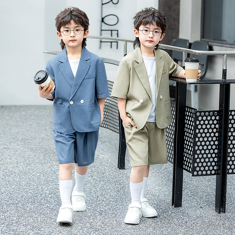 Children's Casual Suit suit Boys Summer Korean-style Short-sleeved Suit Shorts Boys Show Host Performance Dress