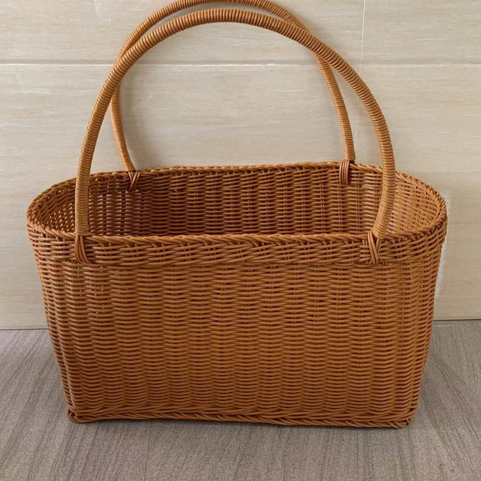 Dedicated Woven rattan software portable Basket household Shopping Shopping Picnic fruit software capacity