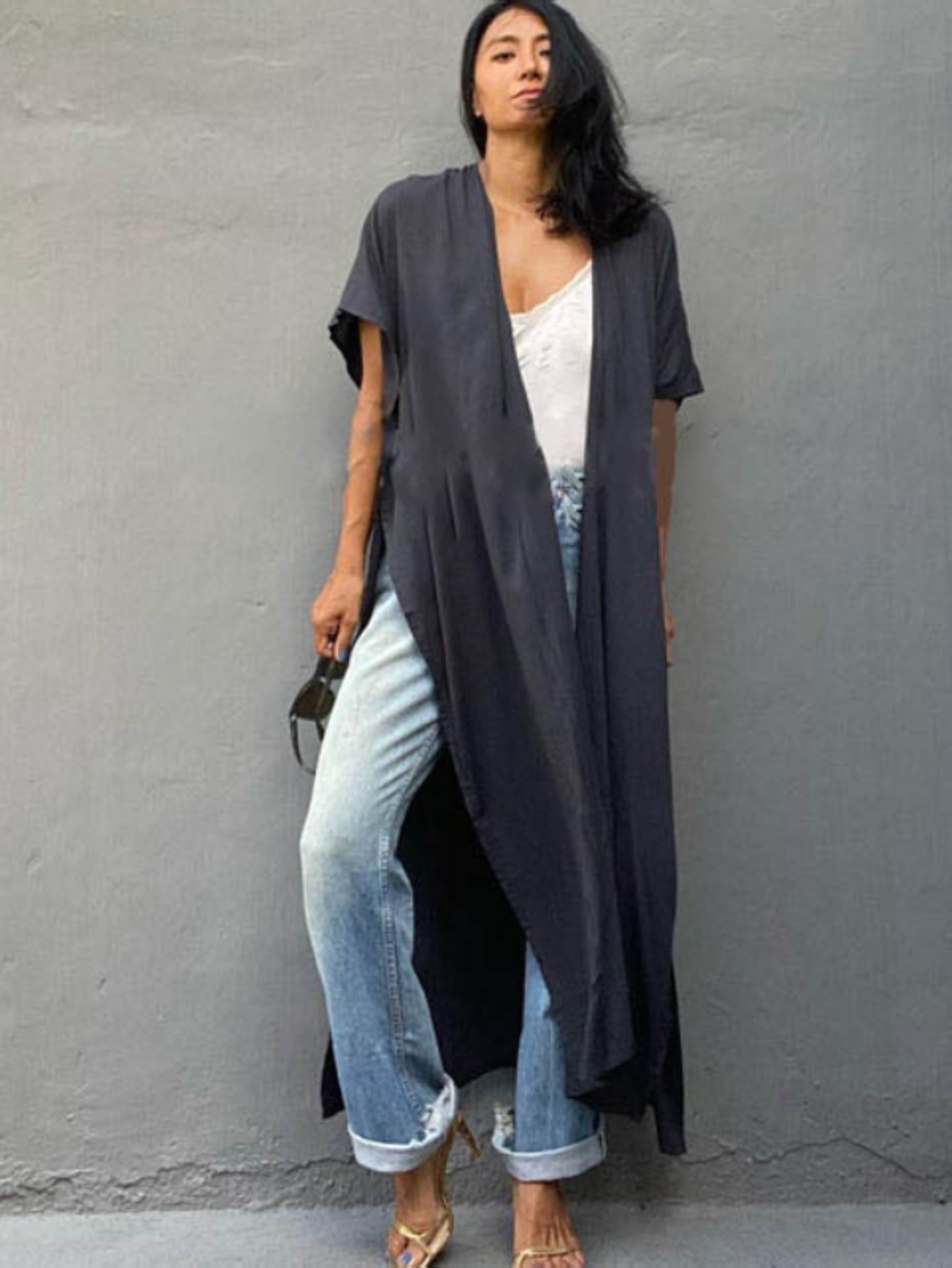 Cárdigan de color sólido de rayón transfronterizo kimono bikini de vacaciones junto al mar camisa de protección solar blusa exterior traje de baño exterior MK0005