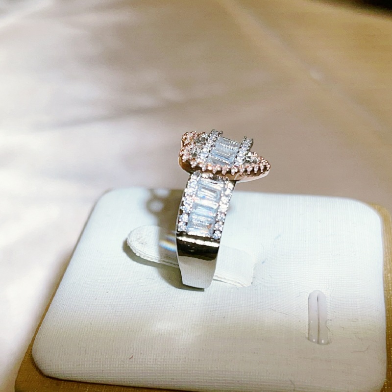 1 Piece Quantity Date Occasion Copper Material Wholesale Romantic Heart Shape Copper Plating Inlay Zircon Rings