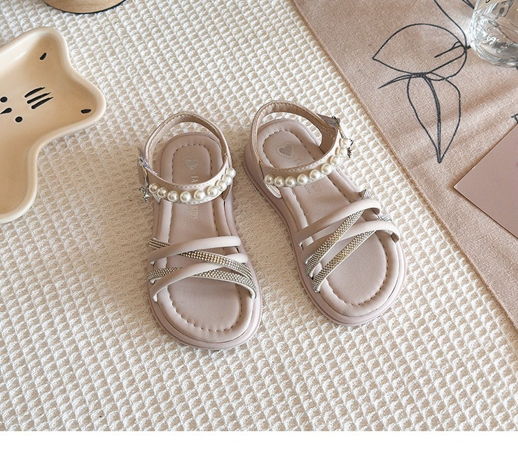 Sandali bambina con perle e strass suola morbida estate_voghion.com