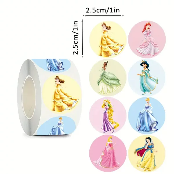 500 Sheets/Pack European and American Style Princess Graffiti Roll Self-Adhesive Stickers New Year Gift Hot Item Simple Cheap Cute