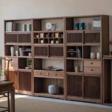 新中式博古架老多宝阁实木榆木书柜展示柜书架一柜多用茶室置物架