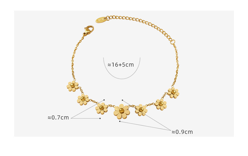 8g Weight Vacuum Plating Gold Plating Process Fashion Daisy 304 Stainless Steel 18K Gold Plated Bracelets In Bulk