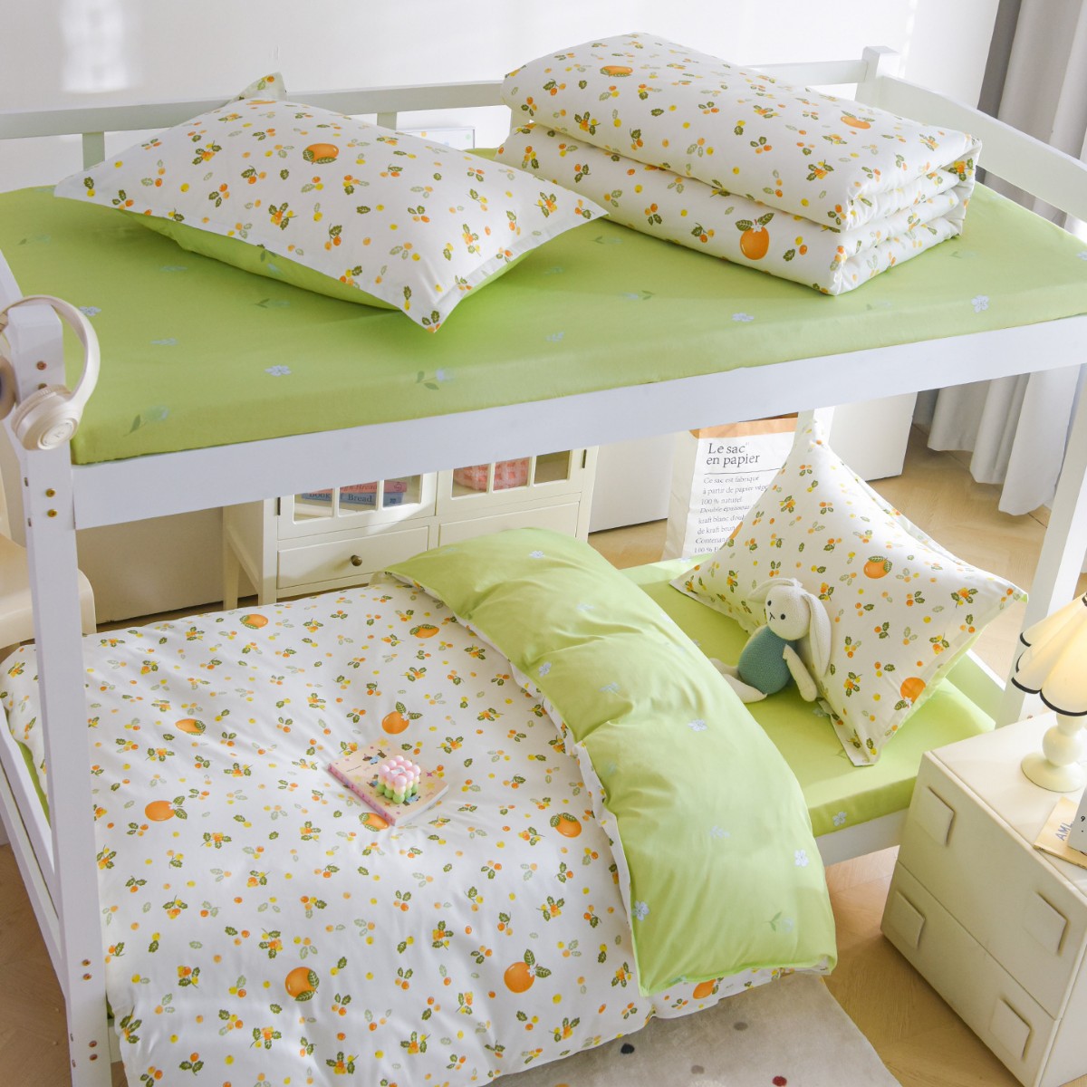 Juego de tres piezas de cama de algodón para niñas dormitorio de estudiantes universitarios individual 90x200 sábana cubierta de edredón juego completo