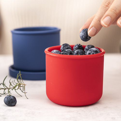 Food-grade silicone lunch box refrigerator storage container bento box fruit box round silicone storage container microwave lunch box