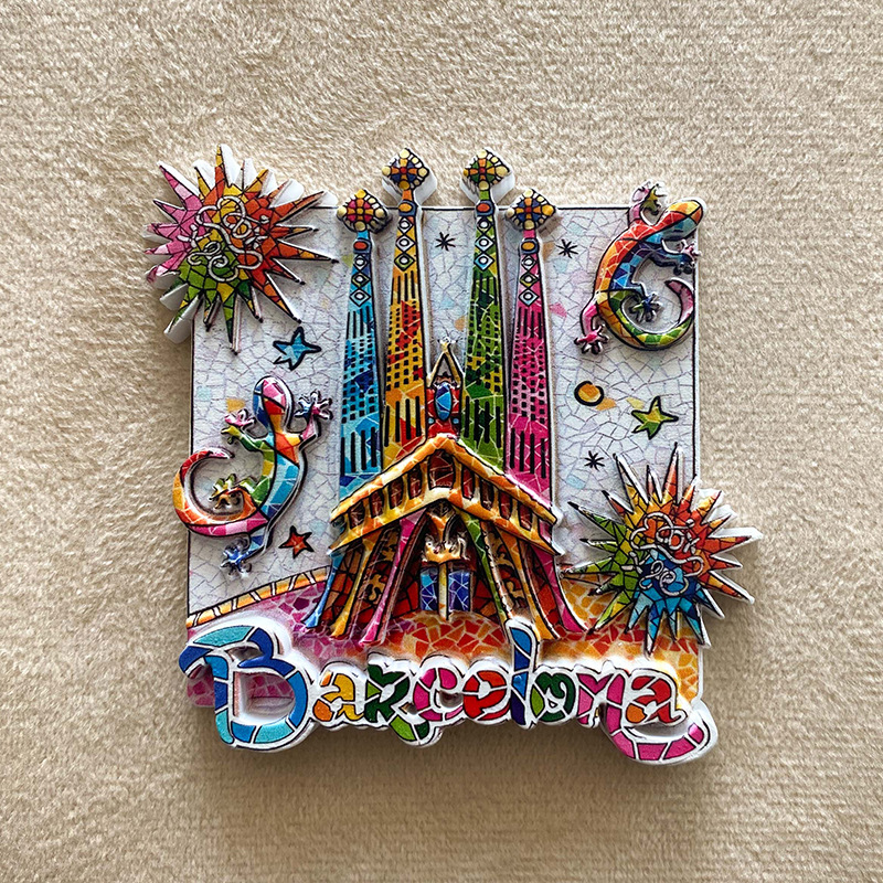 Fábrica de origen España Barcelona 3D estereoscópico refrigerador adesivo diseño creativo de regalos