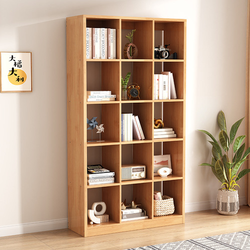 All solid wood floor-standing bookshelf simple children's storage rack student home bookcase combination grid cabinet wall display cabinet