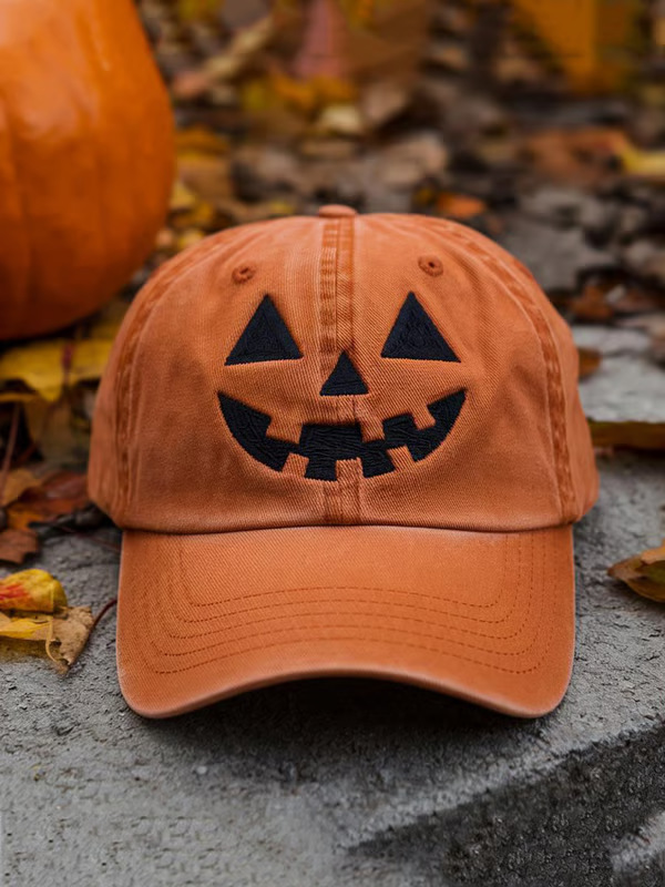 跨境现货Autumn Style Print Hat 万圣节个性南瓜秋季风格印花帽|undefined