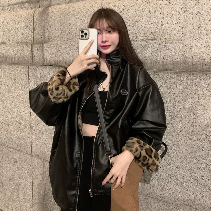 Носить кожаную куртку PU кожаную куртку автомобильную одежду зимой новый дизайн