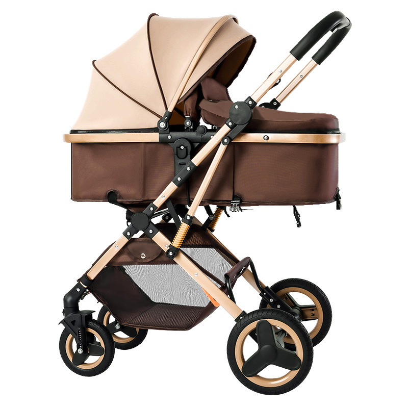 Carrinche de bebé recién nacido de dos direcciones 2 en 1 para sentarse y acostarse, carro de mano para niños, carro de lujo ligero