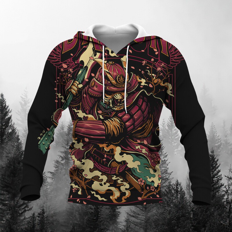 3D Personalized Printing Fashion Trendy Spring and Autum Cross-Border Sweatshirt European and American Style Japanese Samurai Sweatshirt Men's Hoodie