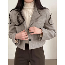 S 92452 French vintage wool blazer ��ʽ�͹�ë�����b���uͨ��