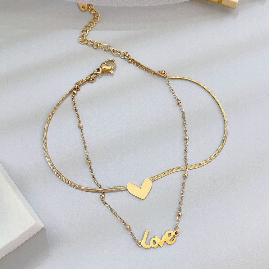 Wholesale Jewelry Elegant Classical Lady Letter Heart Shape Titanium Steel Anklet display picture 4