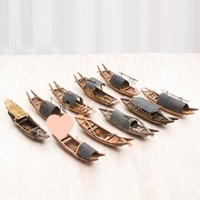 仿古帆船装饰品小船模型手工木制小船模型船模渔船绍兴乌篷船木船