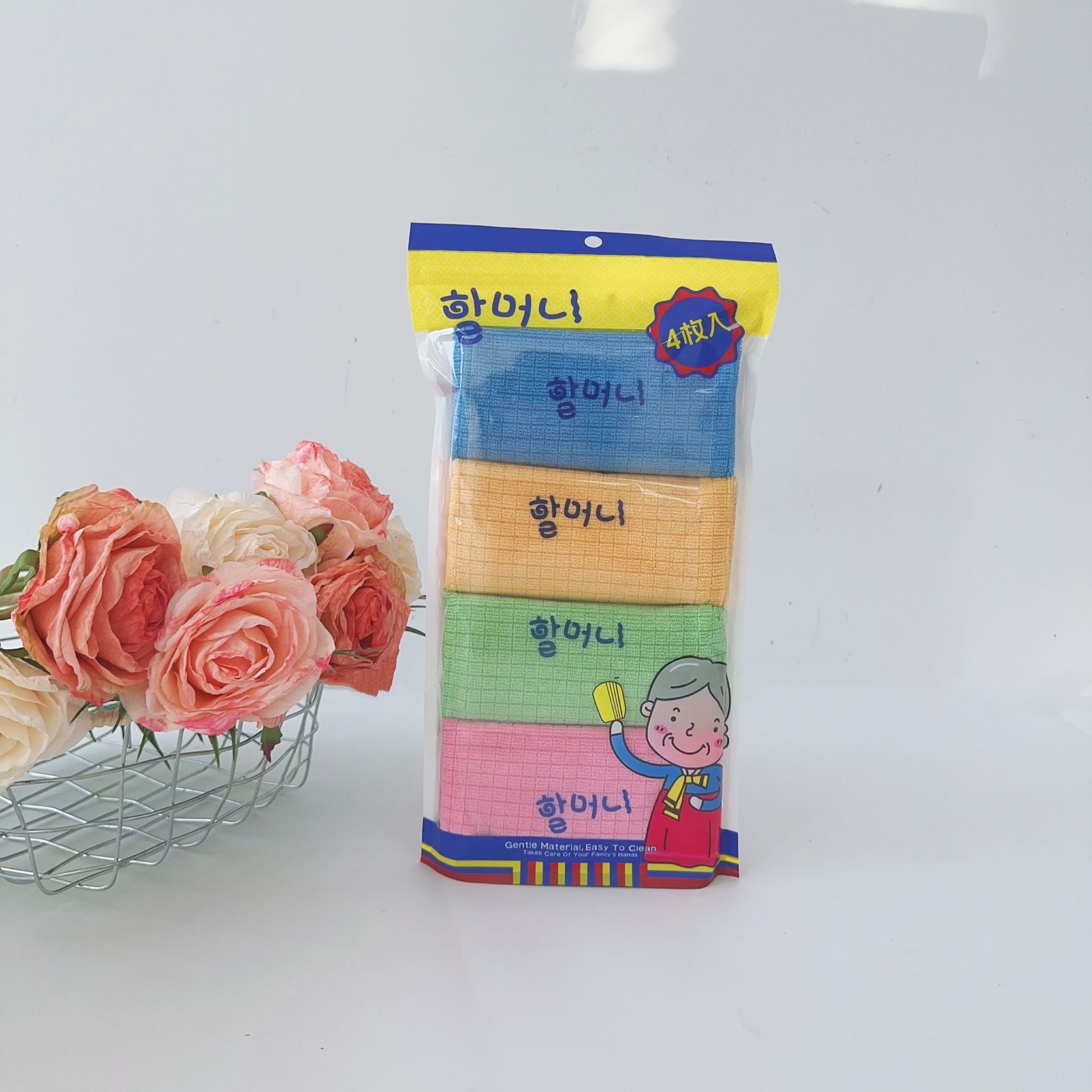대경 4P 작은 격자무늬 걸레 1팩