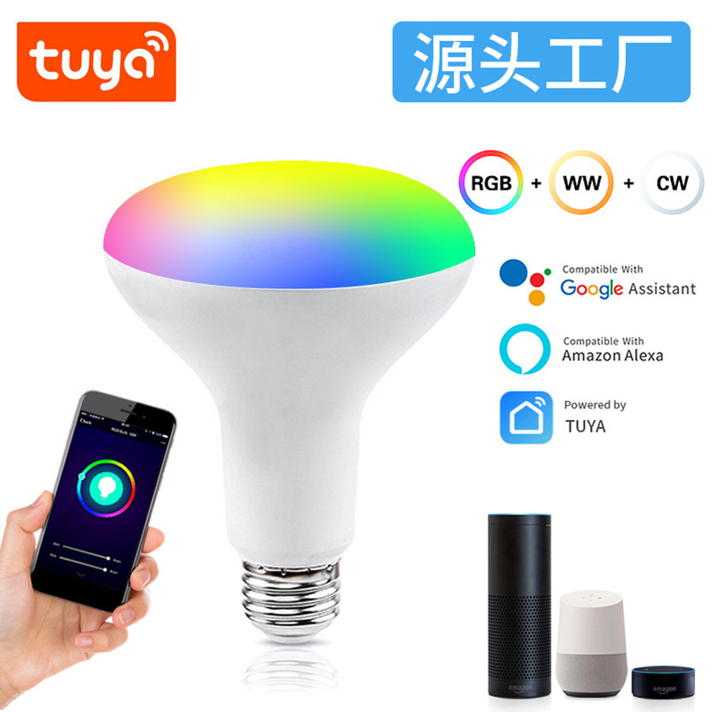 Tuya Smart Wifi Bulb Br30 Tuya9W Colorful Rgb Cw Amazon Alexa Google Speaker