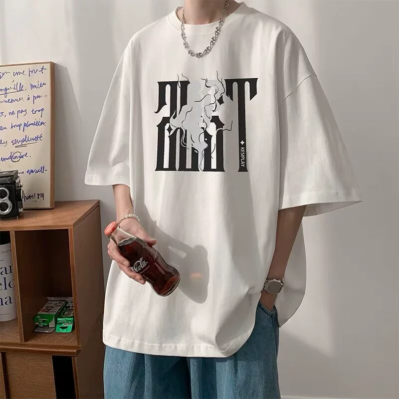 Летняя мужская американская футболка с короткими рукавами ins прилив