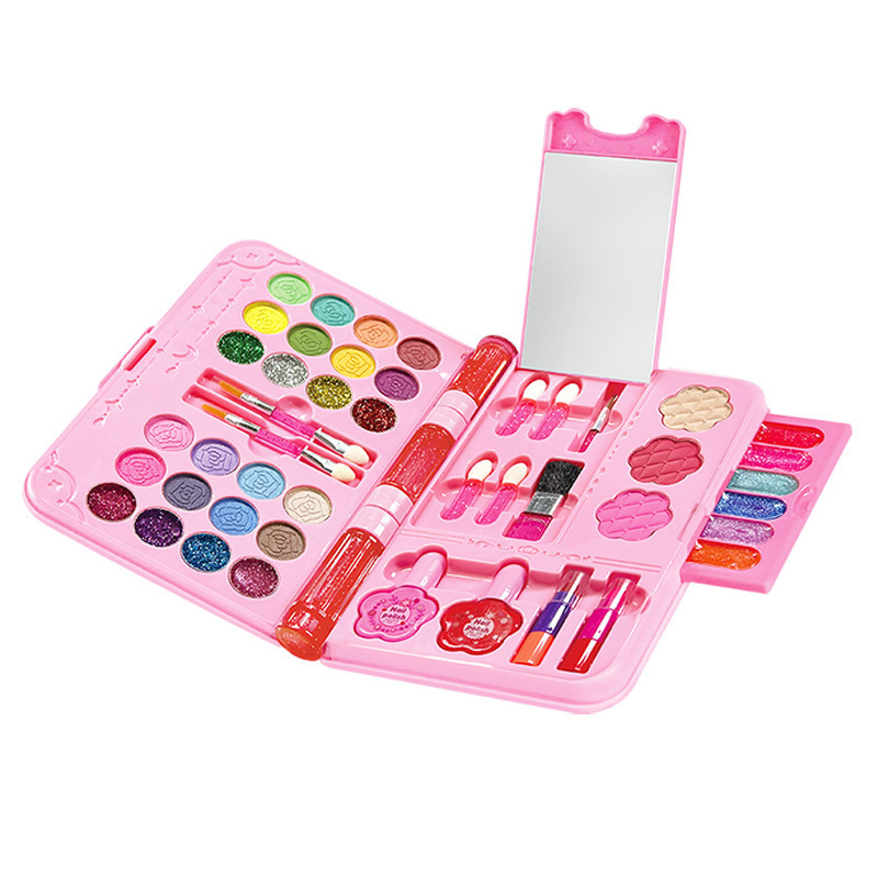 Niños y niñas transfronterizos maquillaje caja de maquillaje juegos de joyería lavable esmalte de uñas lápiz labial sombra de ojos mesa de maquillaje