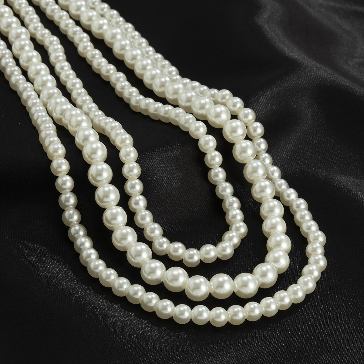 Fashion Geometric Imitation Pearl Layered Necklaces