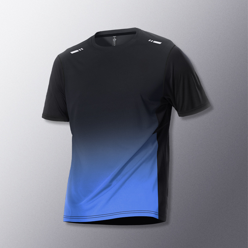 速乾性 Tシャツメンズスポーツスーツルーズアイスシルク夏フィットネス服トレーニングランニング服半袖トップ|undefined