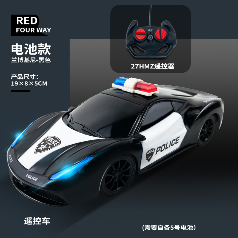 Simulación de cuatro conexiones cargadoras fuera de carretera control remoto coche de policía iluminación eléctrica modelo de coche deportivo niño modelo de coche juguetes al por mayor