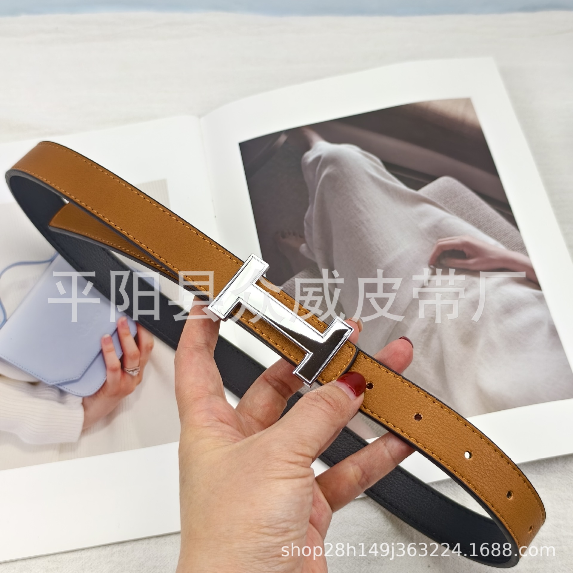 다크 브라운 실버 버클