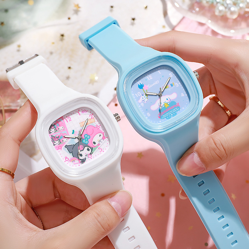 New Sanrio Children's Watch, Cute, High-Quality, Skin-Friendly Silicone Watch, Square-Shaped Watch for Middle School Students, Cross-Border New Sanrio Children's Watch, Cute, High-Quality, Skin-Friendly Silicone Watch, Square-Shaped Watch for Middle School Students, Cross-Border