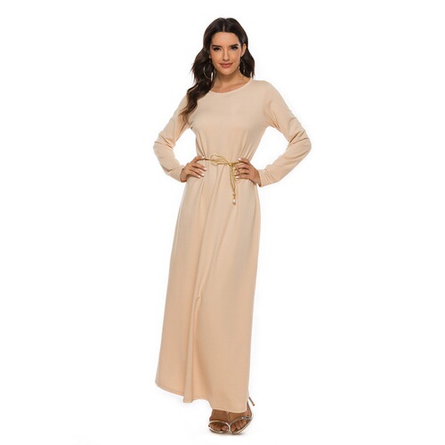 Basic long-sleeved inner circle collar dress for new Muslim prayer dress, Middle Eastern robe for TikTok