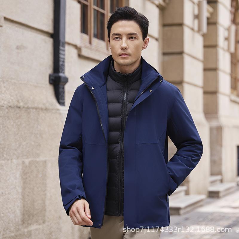 户外冲锋衣定 制印LOGO内胆羽绒服登山外套三合一可拆卸防水防风|undefined