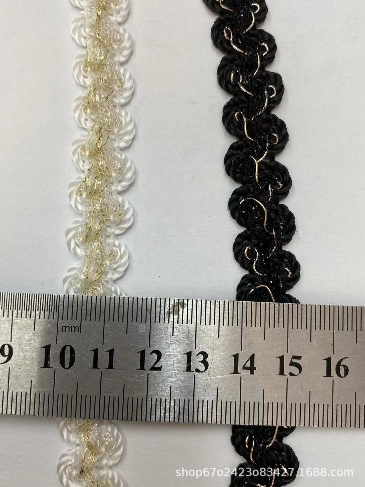 Chanel estilo de ocho caracteres ciempiés borde cinta de seda de oro borde de encaje tira de onda de encaje ropa abrigo Accesorios