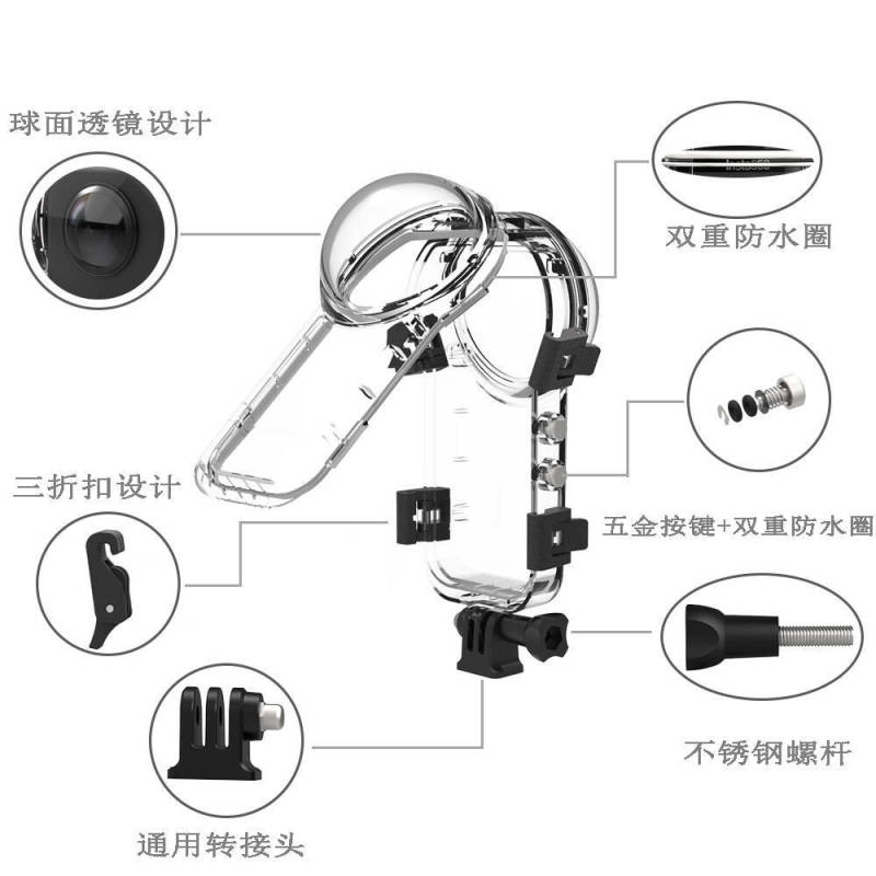適用影石ins 360x5パノラマカメラ深さ防水シェルダイビングシェル転倒防止シェル保護シェル|undefined