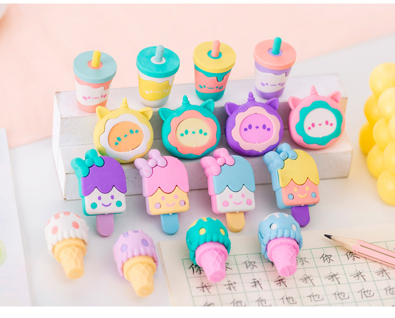 Cartoon Cute Donut Drinks Dessert Boxed Rubber Set display picture 2