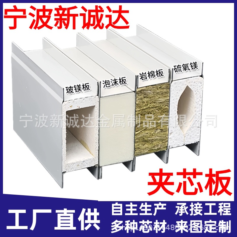 工厂加工无尘车间净化板中空玻镁彩钢板a级防火夹芯板非标定制