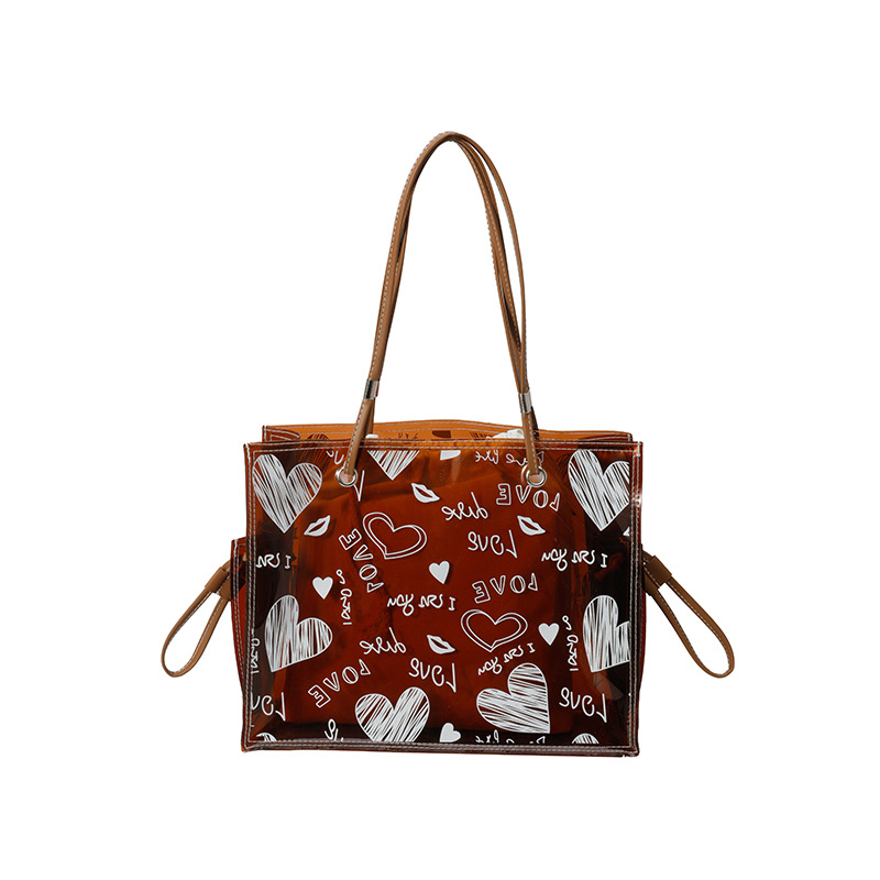 Bolso de nicho transfronterizo 2025 nuevo bolso de niño y mujer bolso de gelatina transparente bolso de hombro de gran capacidad de amor