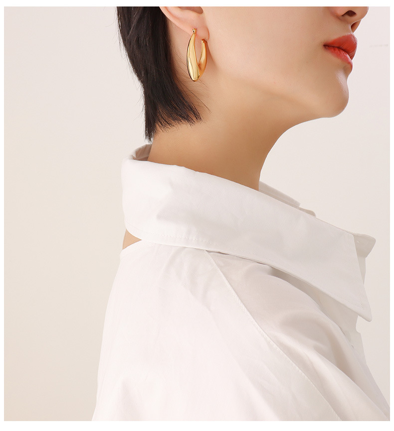 Fashion U-shaped irregular shape titanium steel earrings female