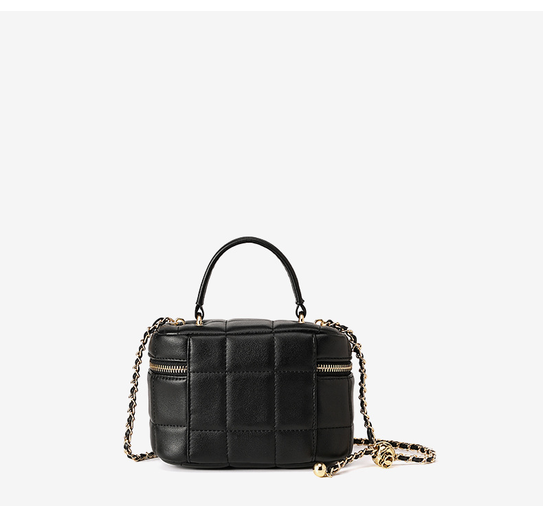 Elegante borsa a scatola in pelle trapuntata con tracolla a catena - Versatile borsa a tracolla e a spalla per donna_voghion.com